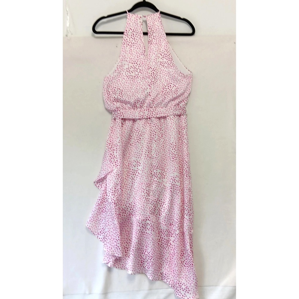 Express Dress Women L Pink Dot Asymmetrical Midi Sleeveless Fairycore